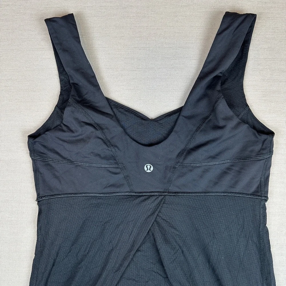 Lululemon Run Tame Me Tank Black Drawstring Cord Racerback Womens Sz 6